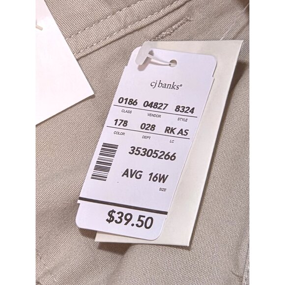 Cj Banks Womens Beige Capri Pants Straight Fit Stretch Size 16W Generous Waist - Picture 5 of 7